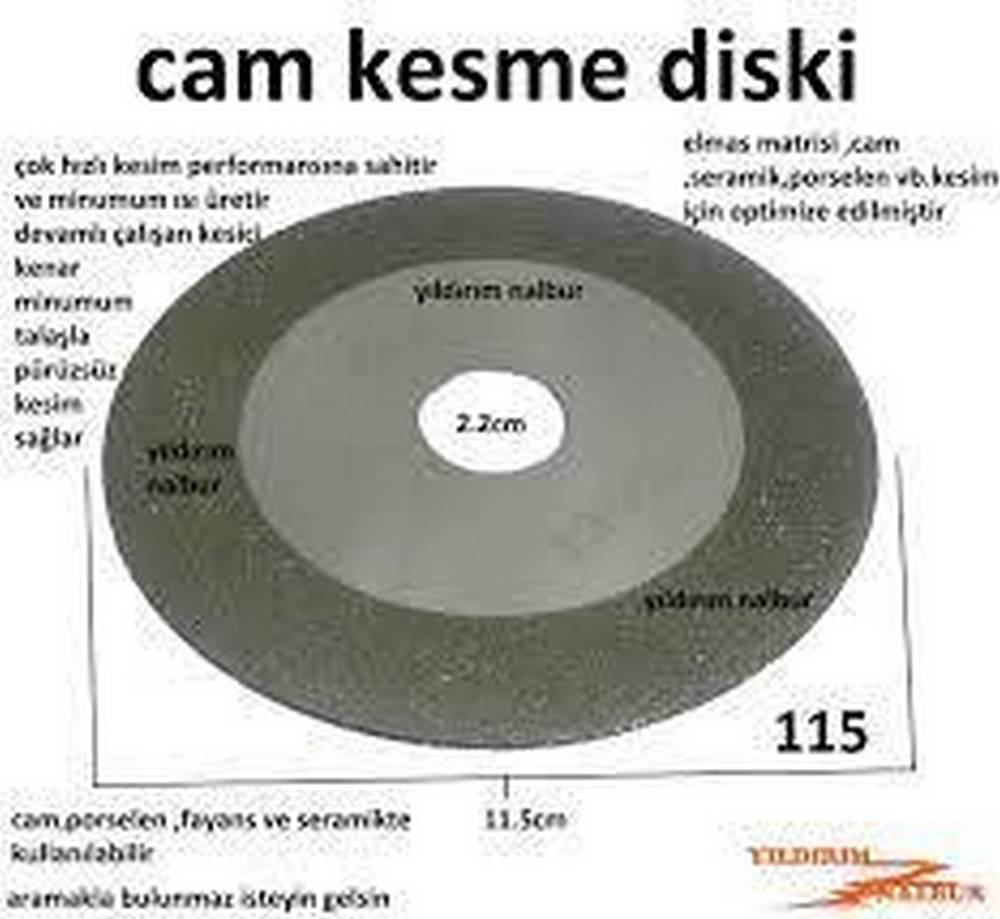 Rodex RRC115 Elektrolizle Kaplı Cam Kesme Diski 115mm (120)