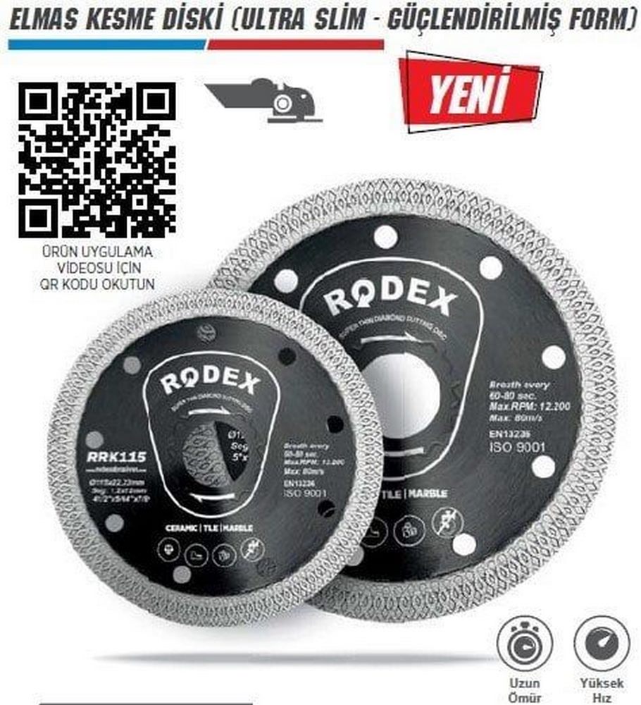 Rodex RRK115 115mm Elmas Kesme Diski (Ultra Slim) (4/20/80)