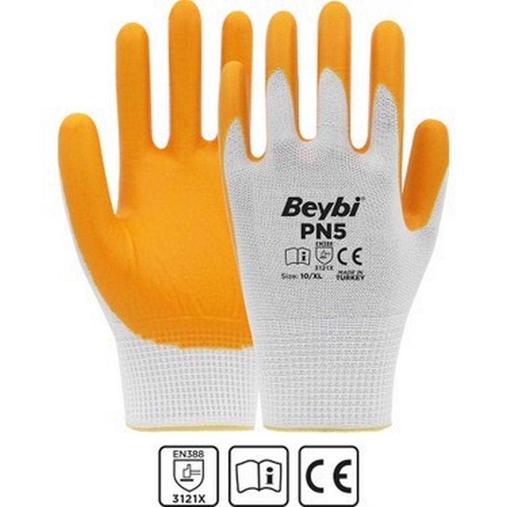 Beybi Pn5 Sarı Beyaz Eldiven 10/Xl