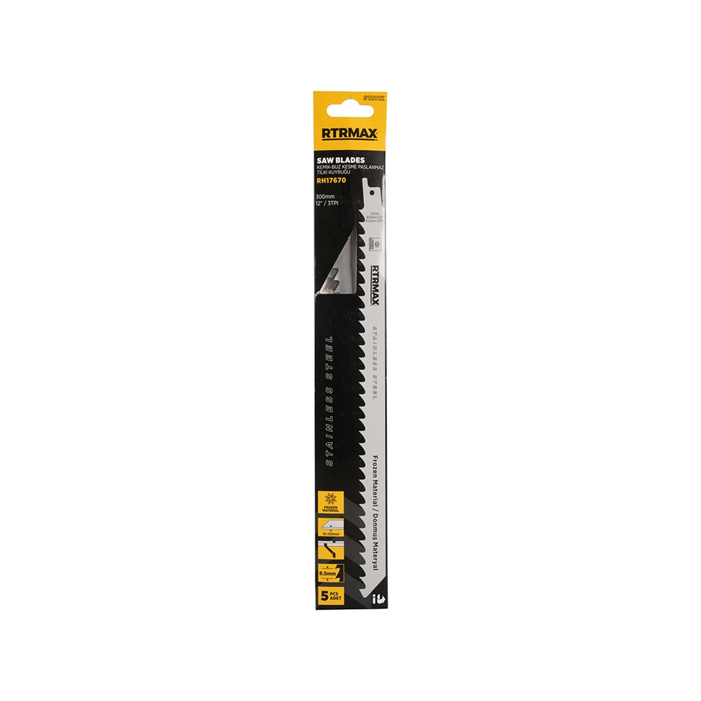 1211K Kemik Buz Kesme Paslanmaz 300mm Tilki Kuyruğu (5'li Set) RH17670 Rtrmax